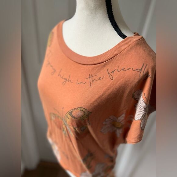Daydreamer x Free People Butterfly Cropped Muscle Tee Size Large - Picture 2 of 7